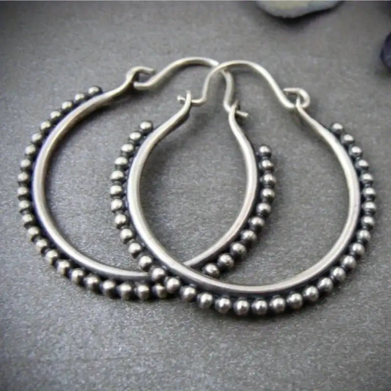 Retro Personalized Beaded Design Hoop Creative Earrings
