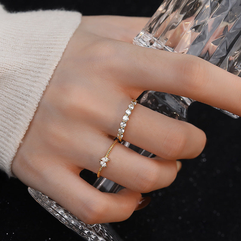 Women's Drill Zircon Index Finger Fresh Sweet Small Loving Rings