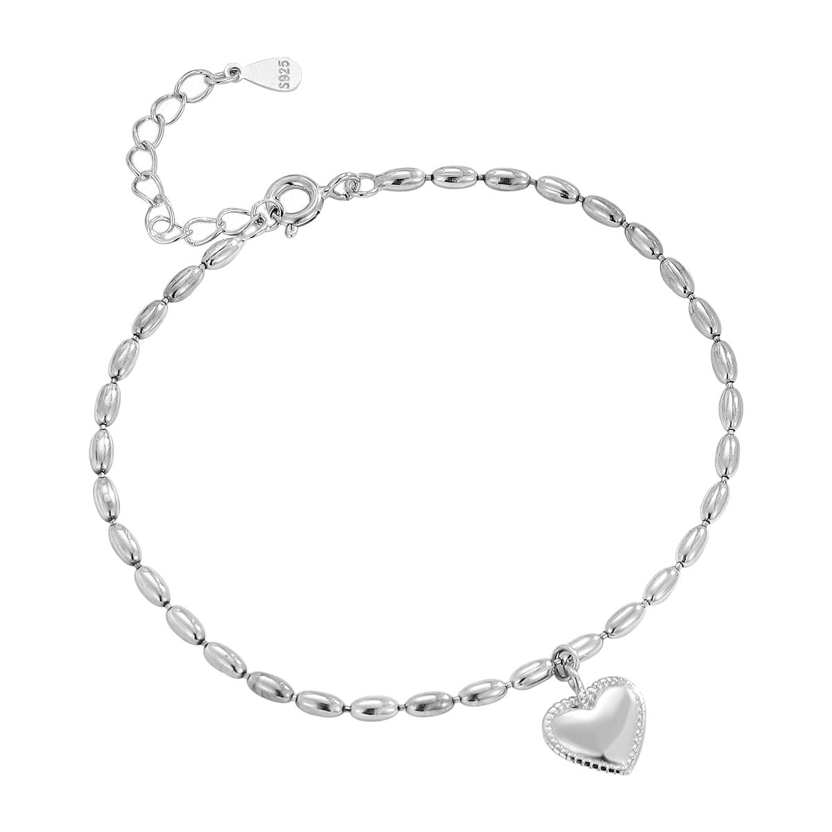 Liebevolles Herz für Damen aus Sterlingsilber mit Reiskorn, temperamentvolle Minderheitenarmbänder