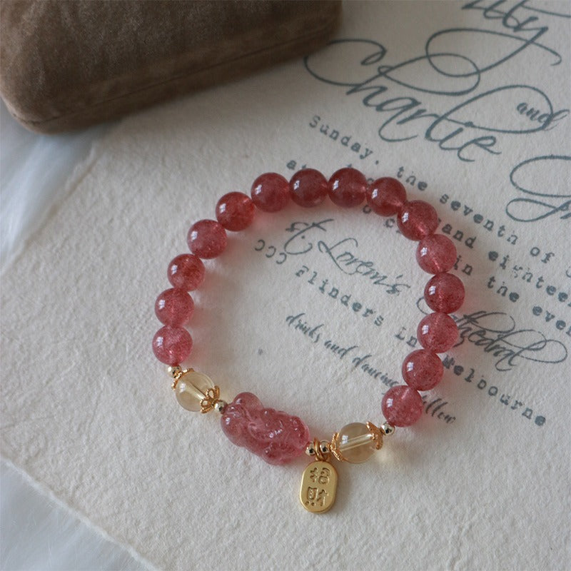 Grade Pigeon Blood Red Strawberry Quartz Female Bracelets