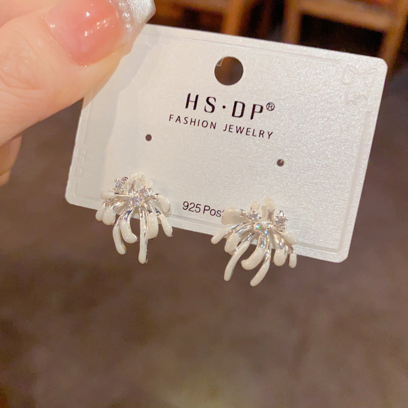 Thick Sier Drop Oil Bouquet Female Temperament Light Luxury Simple Earrings