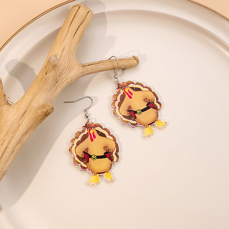 Women's Cartoon Turkey Collection Acrylic And Creative Earrings