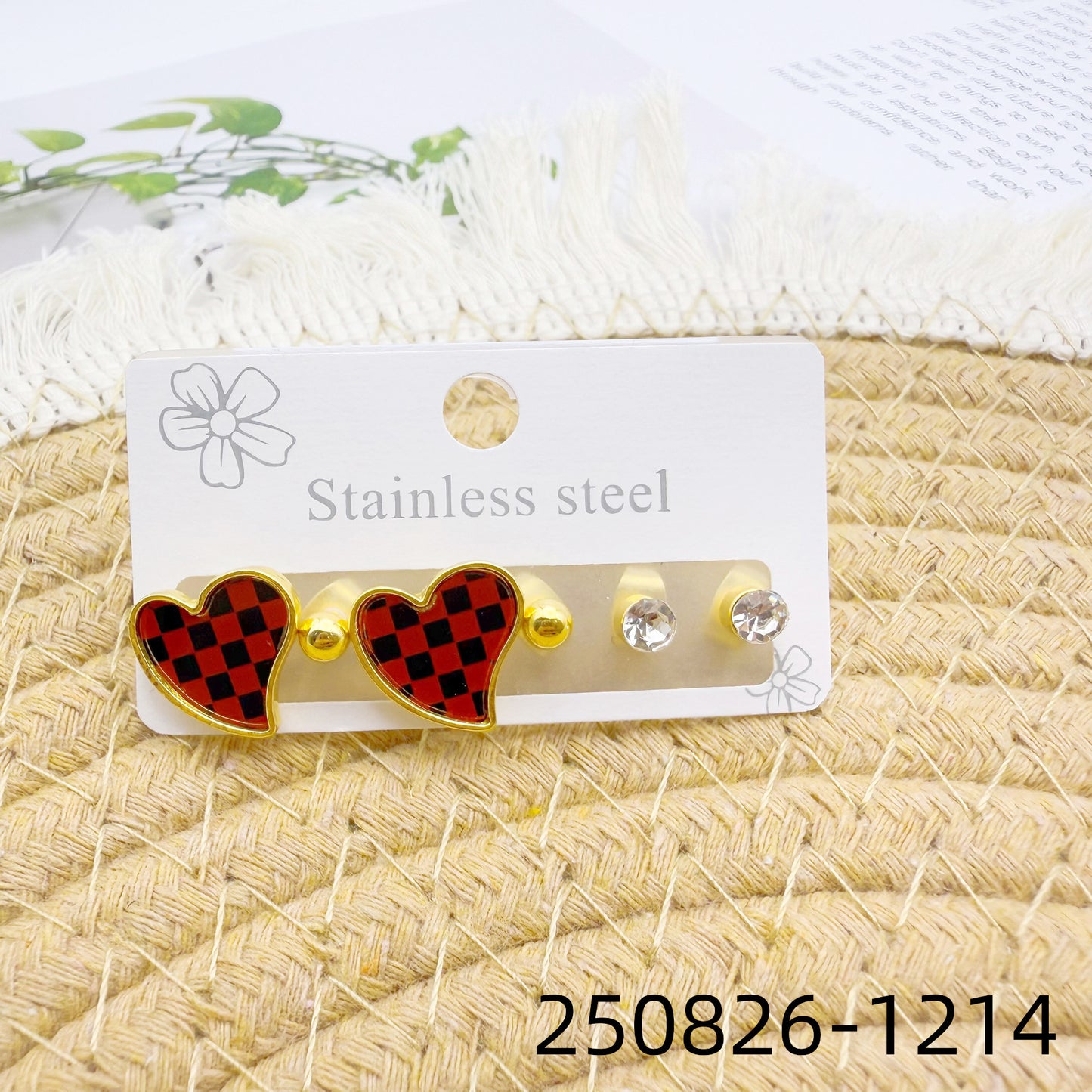 Women's Love Heart High-grade Stainless Steel Diamond Wild Trendy Golden Ear Stud Earrings