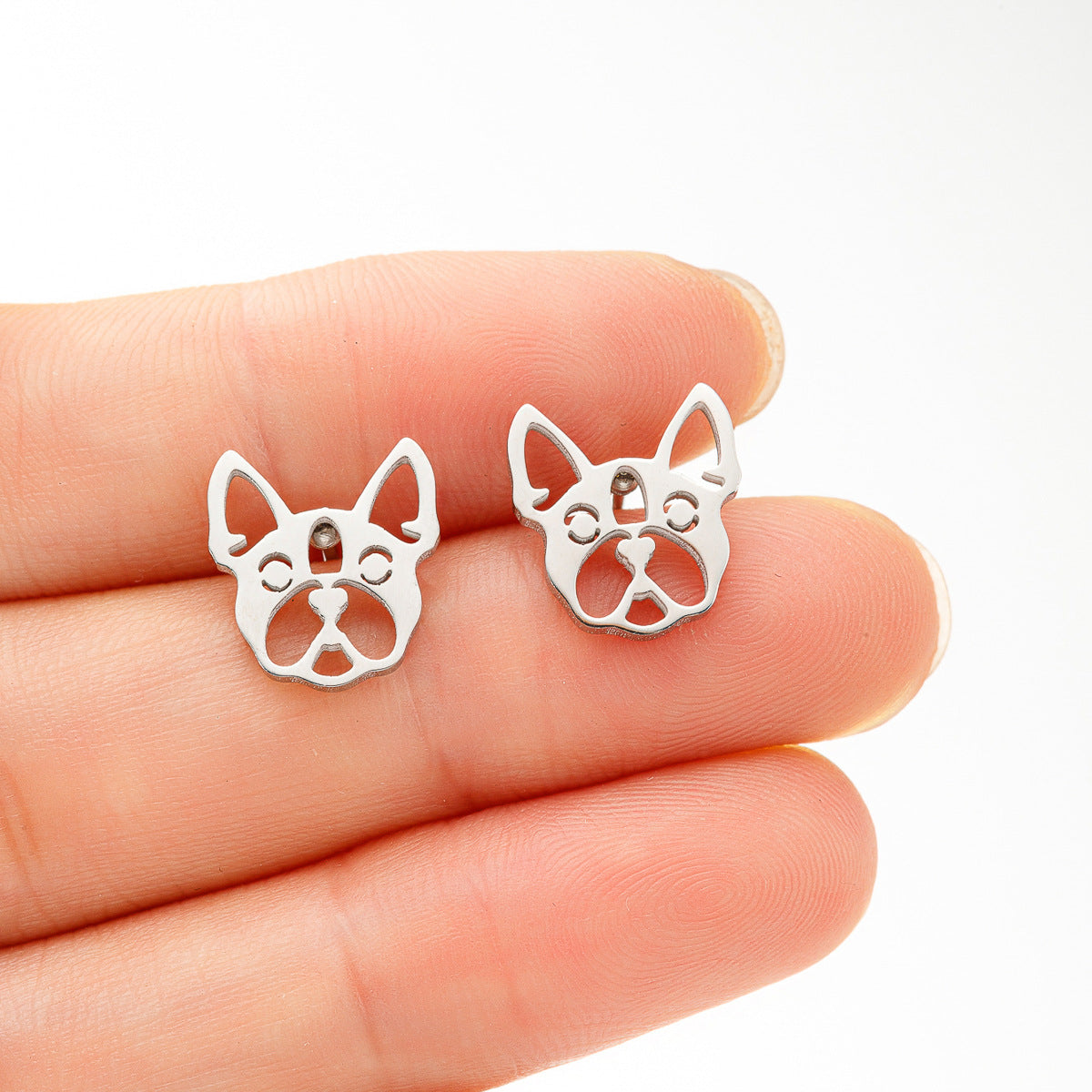 Boucles d'oreilles simples en acier inoxydable pour chien du zodiaque chinois