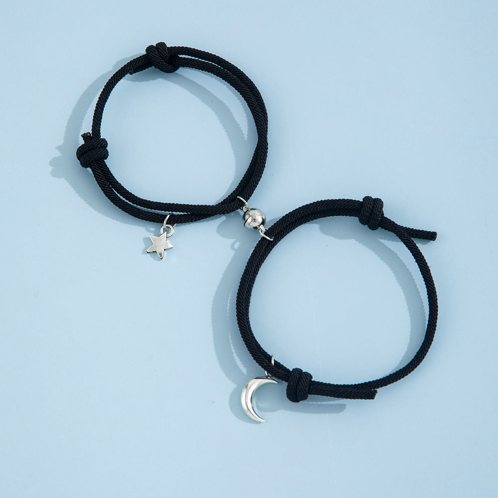 Bracelets réglables en corde faite à la main pour couple de lune et copines