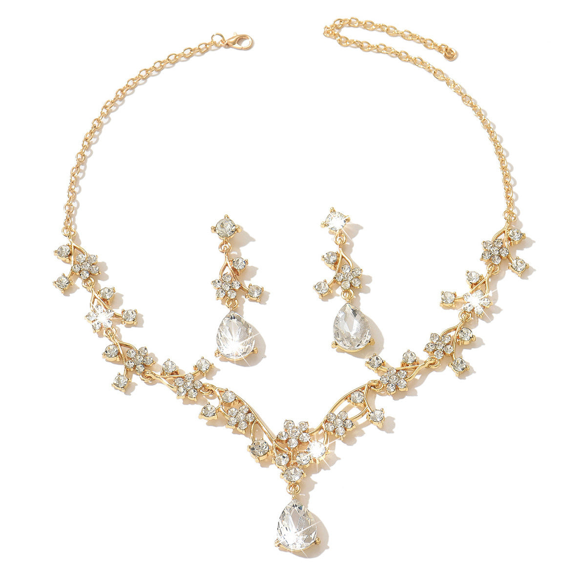 Fashion Color Matching Flower Water Drop Two-piece Jewelry Set