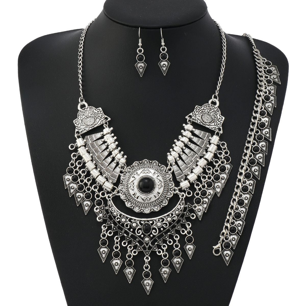Ethnic Style Vintage Tassel Sweater Chain Jewelry Set