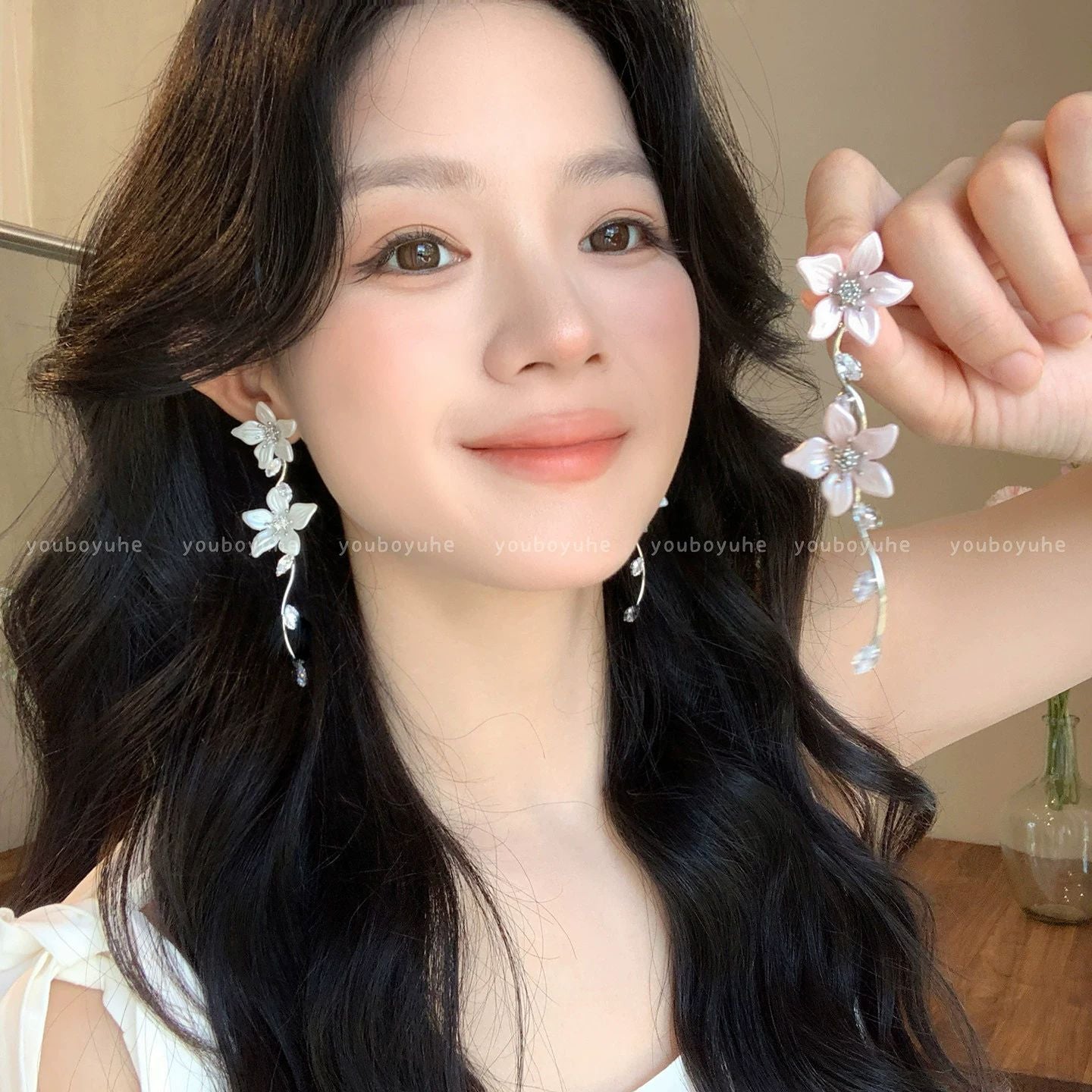 Women's Vacation Style Super Fairy Sweet Flower Seaside Colorful Little Wild Earrings