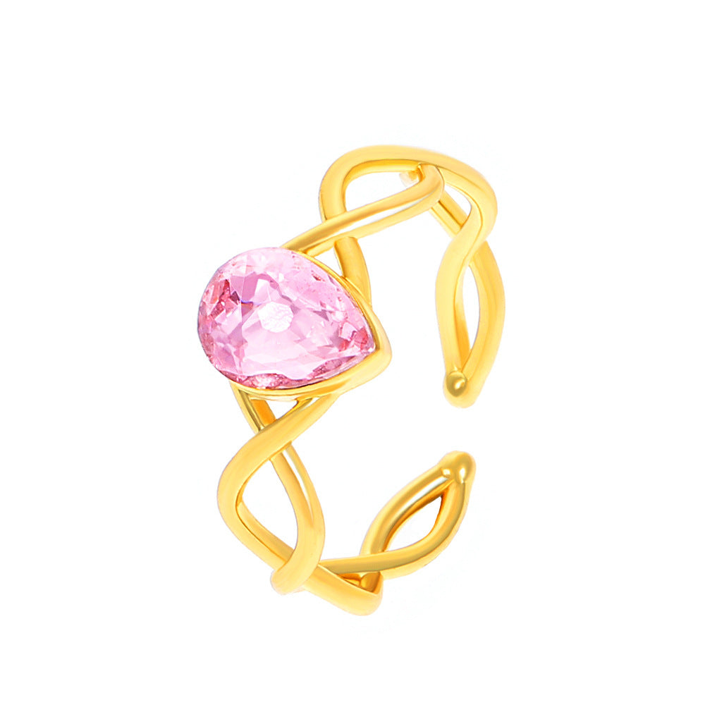 Fashion Personality Pink Zircon Opening Index Finger Rings