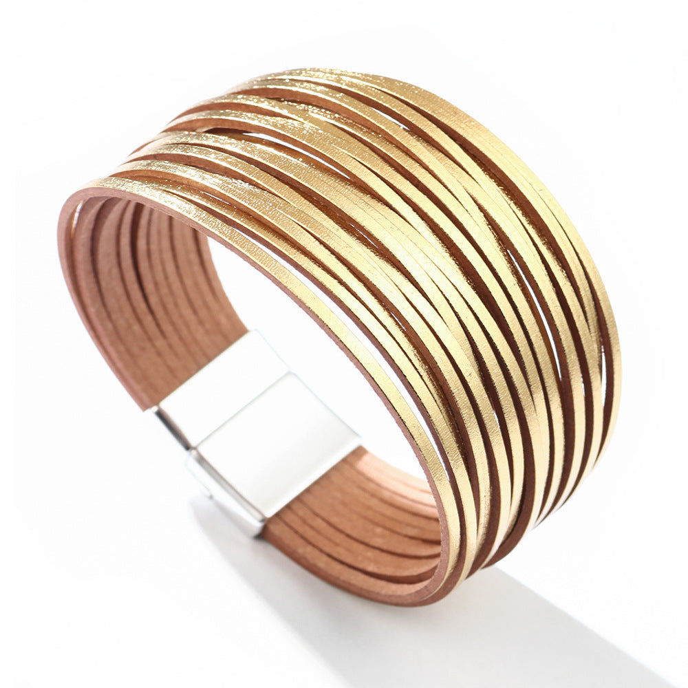 Coole Mode-Leder-Freundin-Geschenke, goldene Armbänder