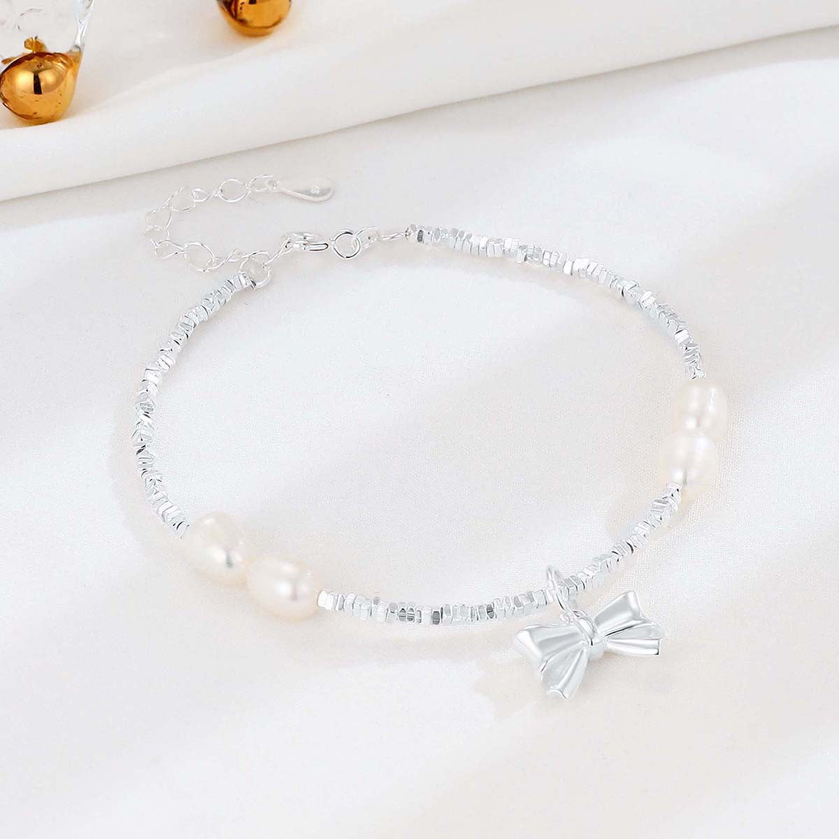 Petits morceaux de Bracelets capricieux avec nœud en perles d'eau douce pour femmes