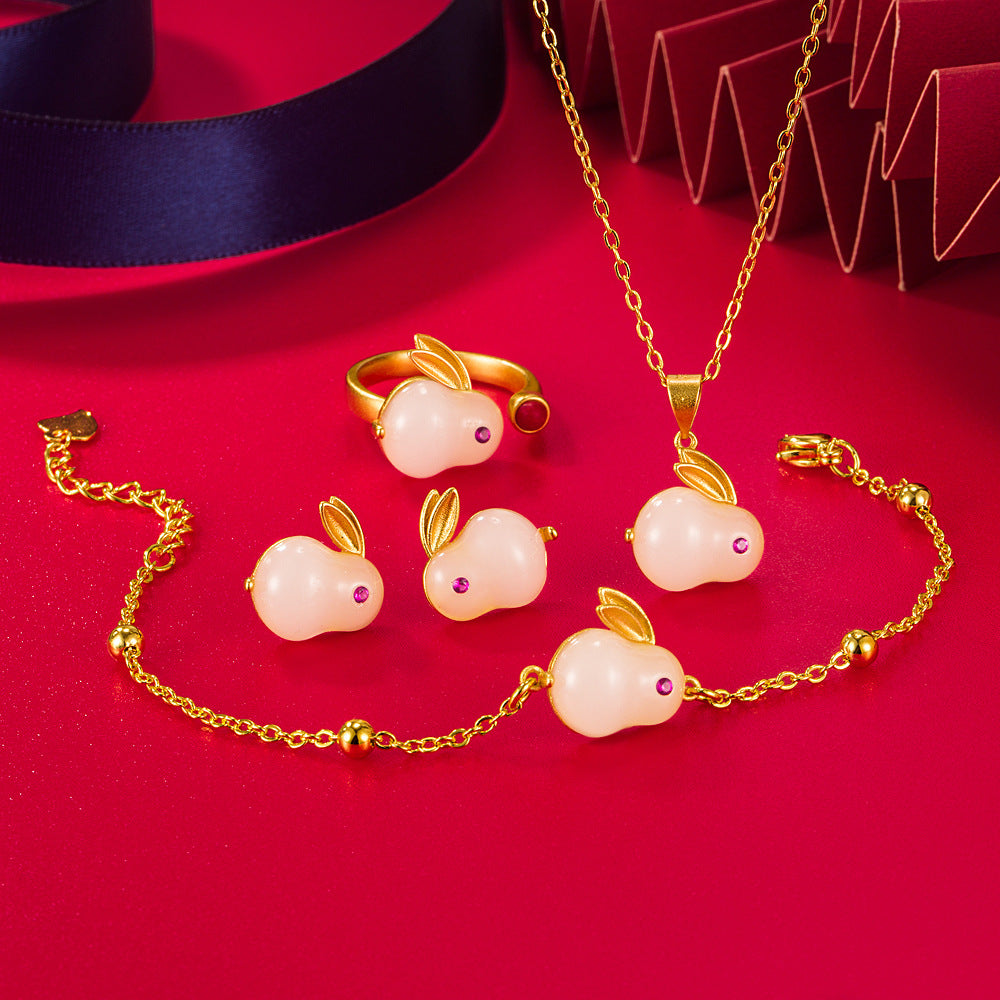 Fu Lu Jade Hare Female Imitation White Ancient Style High Necklaces