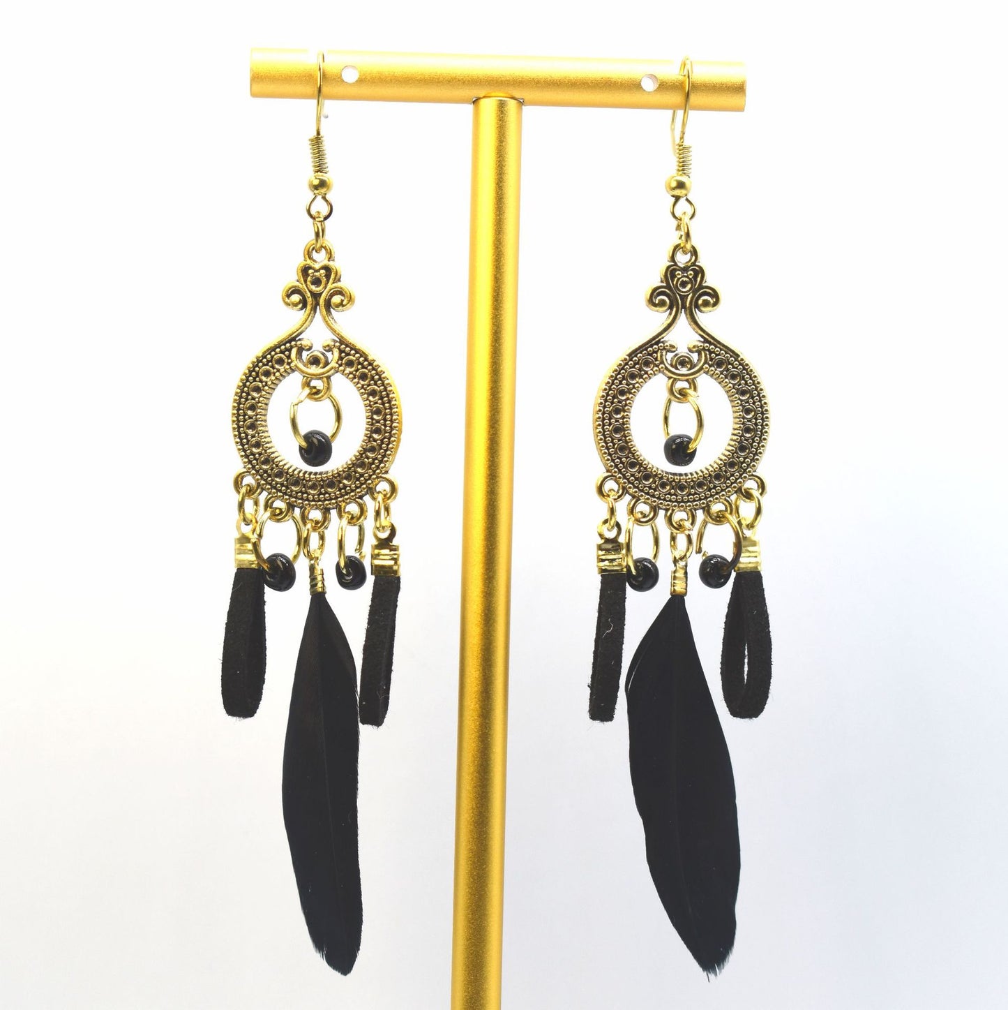Style Vintage Feather Long Holiday Beads String Earrings