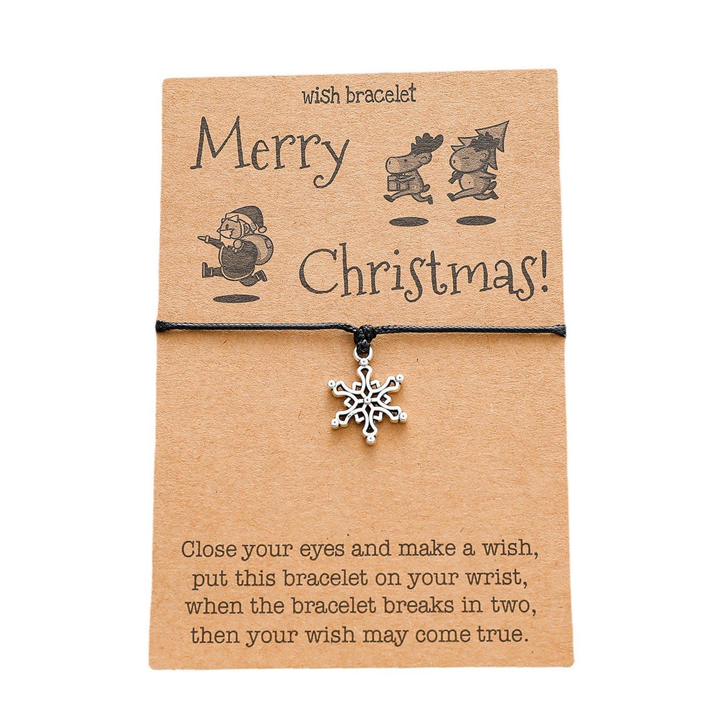 Christmas Card Alloy Pendant Hand Weaving Bracelets