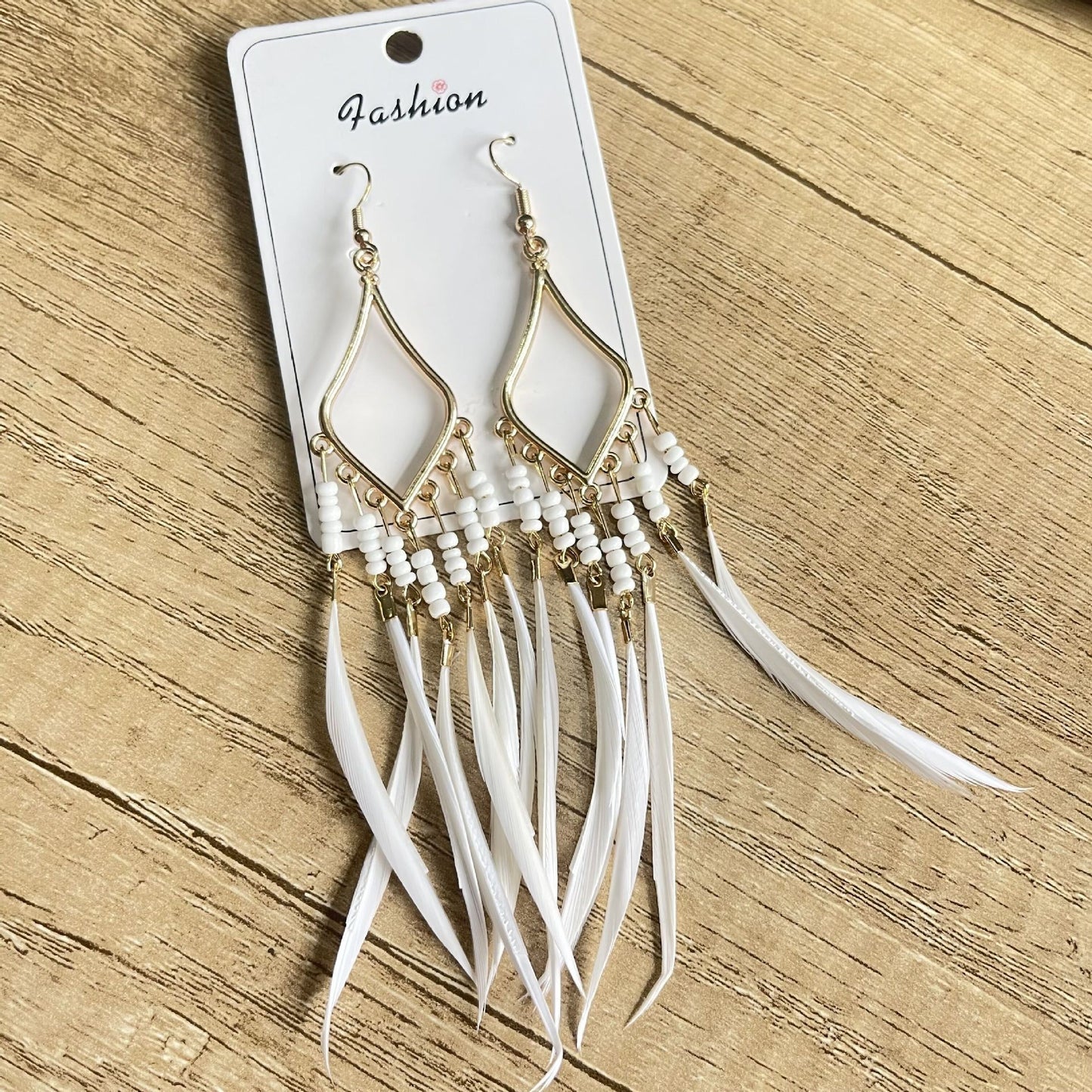 Bohemian Feather Rhombus Dopamine Summer Seaside Ethnic Earrings