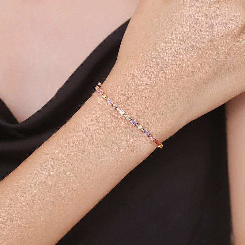 Women's Copper Plated Real Gold Zirconium Candy Bracelet