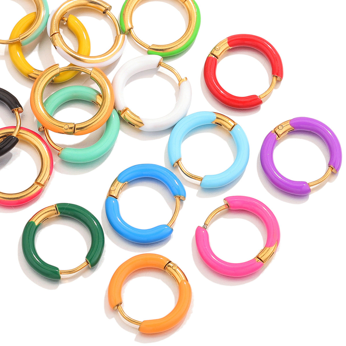 Enamel Color Handmade Oil Dripping Stainless Steel Clip Titanium Classic Ear Buckle