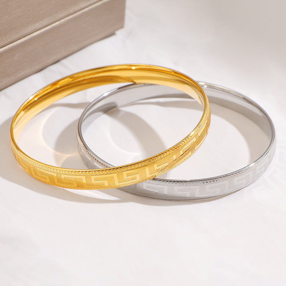 Women's Wall Pattern Fashion Simple Light Luxury High-grade Titanium Steel Does Bracelets