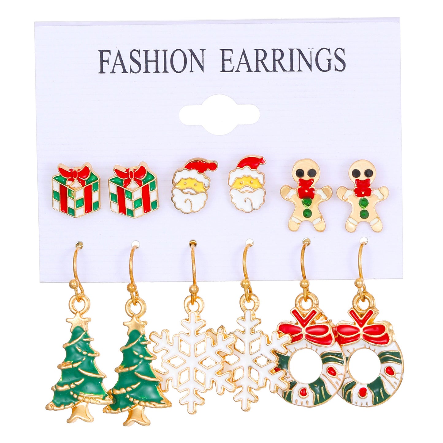 Women's Christmas Suit Drop Oil Jingling Bell Elk Tree Earings Earrings