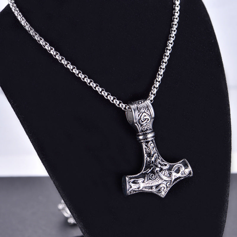 Women's & Men's Titanium Steel Thor Hammer Stainless Viking Necklace