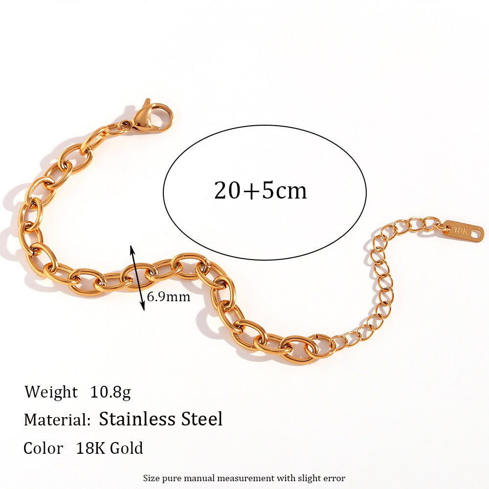 Women's Steel Choker Stainless Gold-plated Cross Chain Necklace
