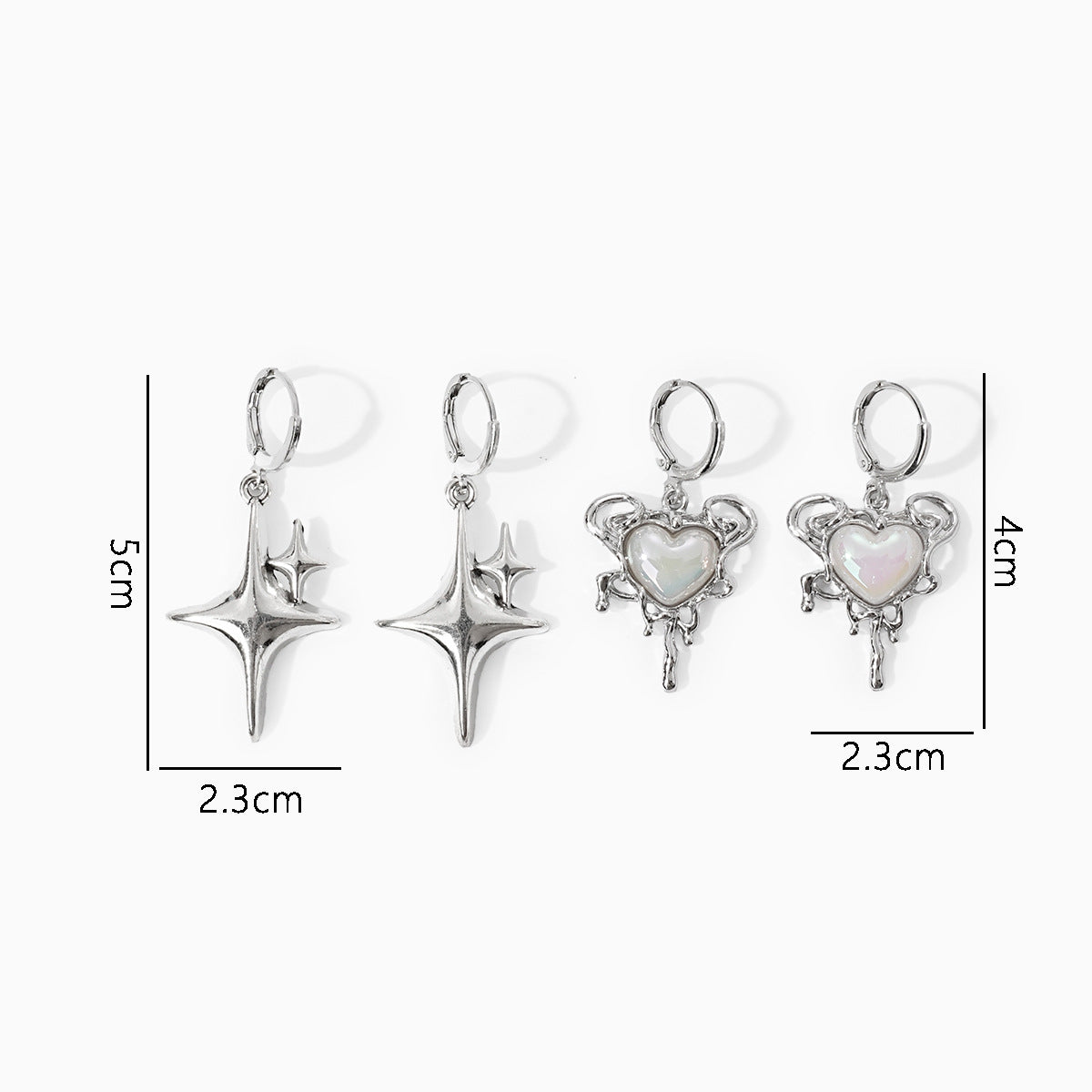 Women's Style Sweet Cool Sier Shaped Heart Shape Suit Ear Clip Stud Earrings