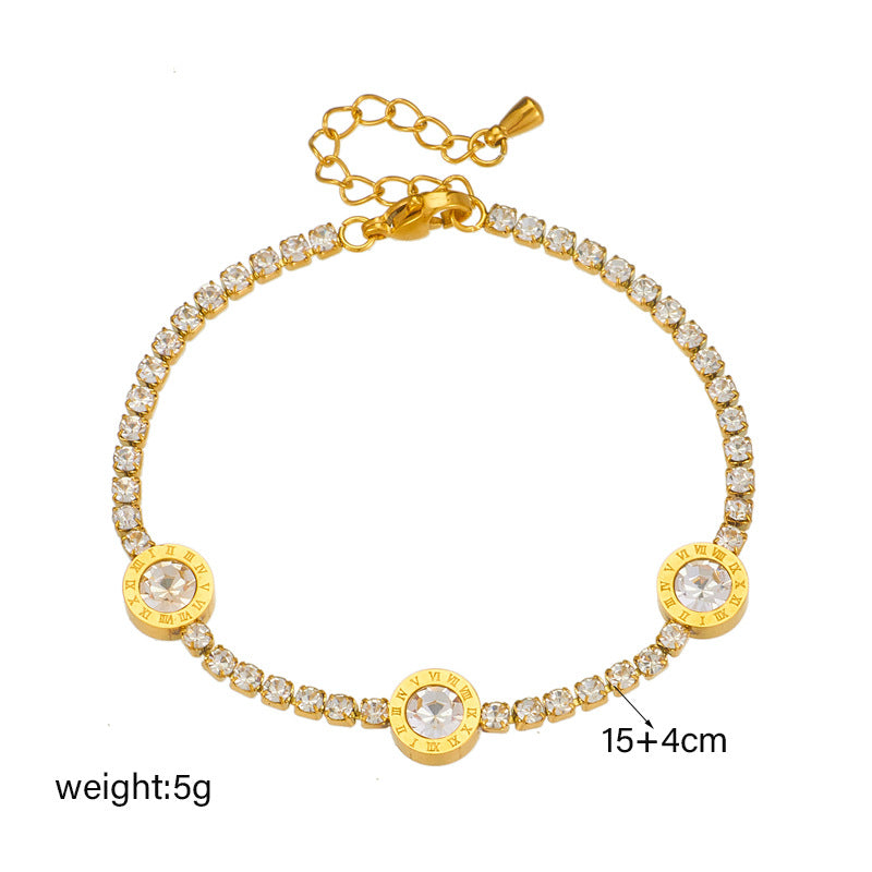Simple Light Luxury Roman Round Accessory Titanium Bracelet