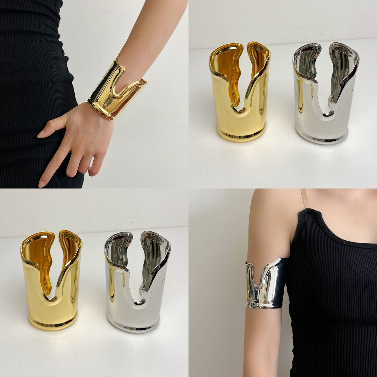Niche Irregular Wave Cracking Wide Surface Light Luxury High-grade Bracelet
