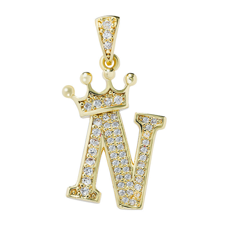 English Letters Full Diamond Pendant Simple Necklaces