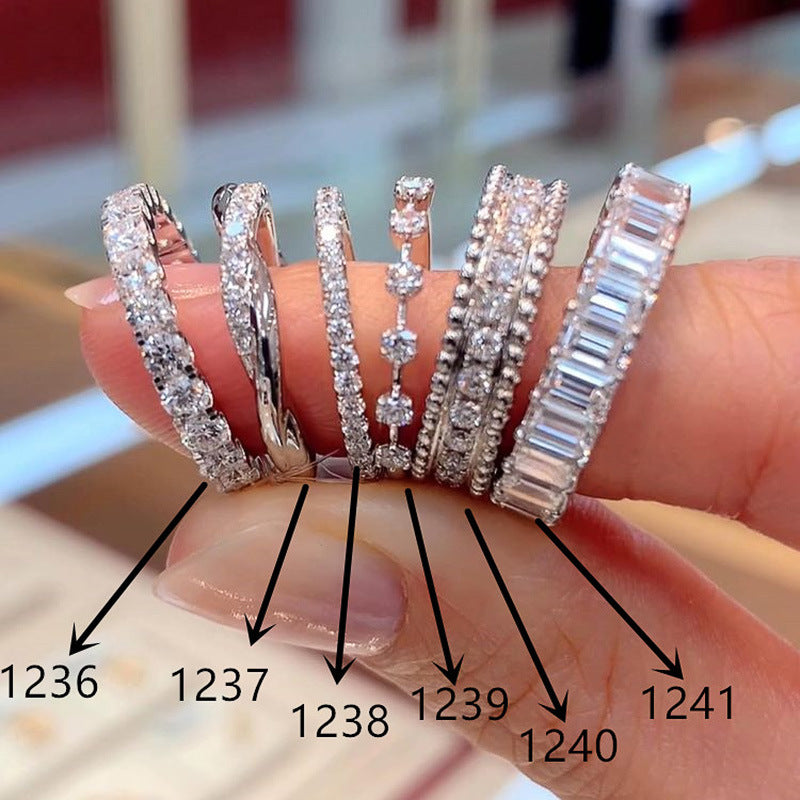 Women's Light Luxury Full Circle Over Inlaid Zircon Ring