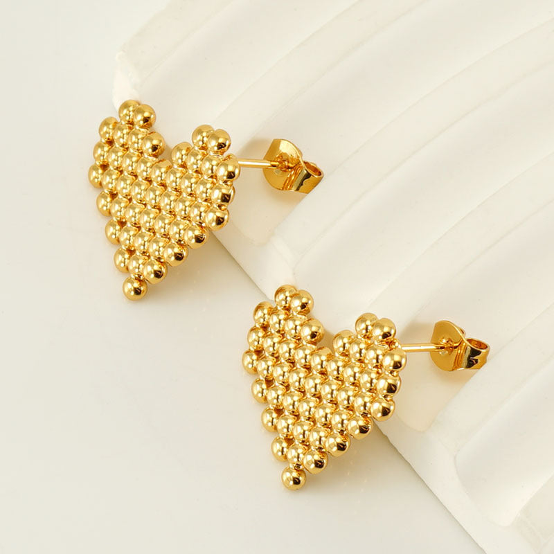 Ball Female Design Stainless Cube Love Earrings