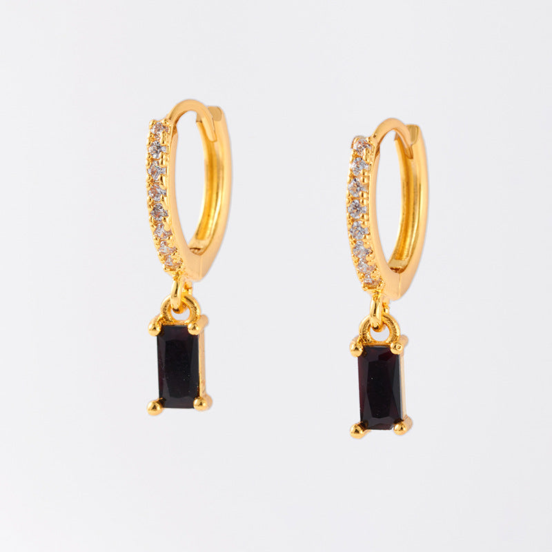 Women's Gold Plated Clip Slimming Black White Zircon Minority Simple Ear Buckle