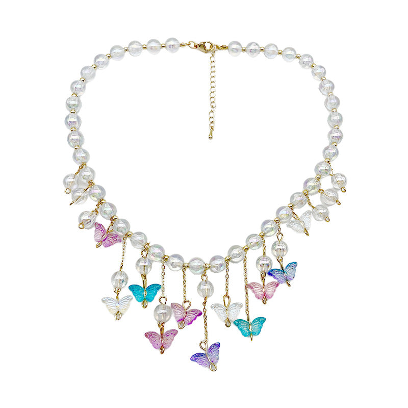 Women's Butterfly Beaded For Mori Style Design Sense Necklaces