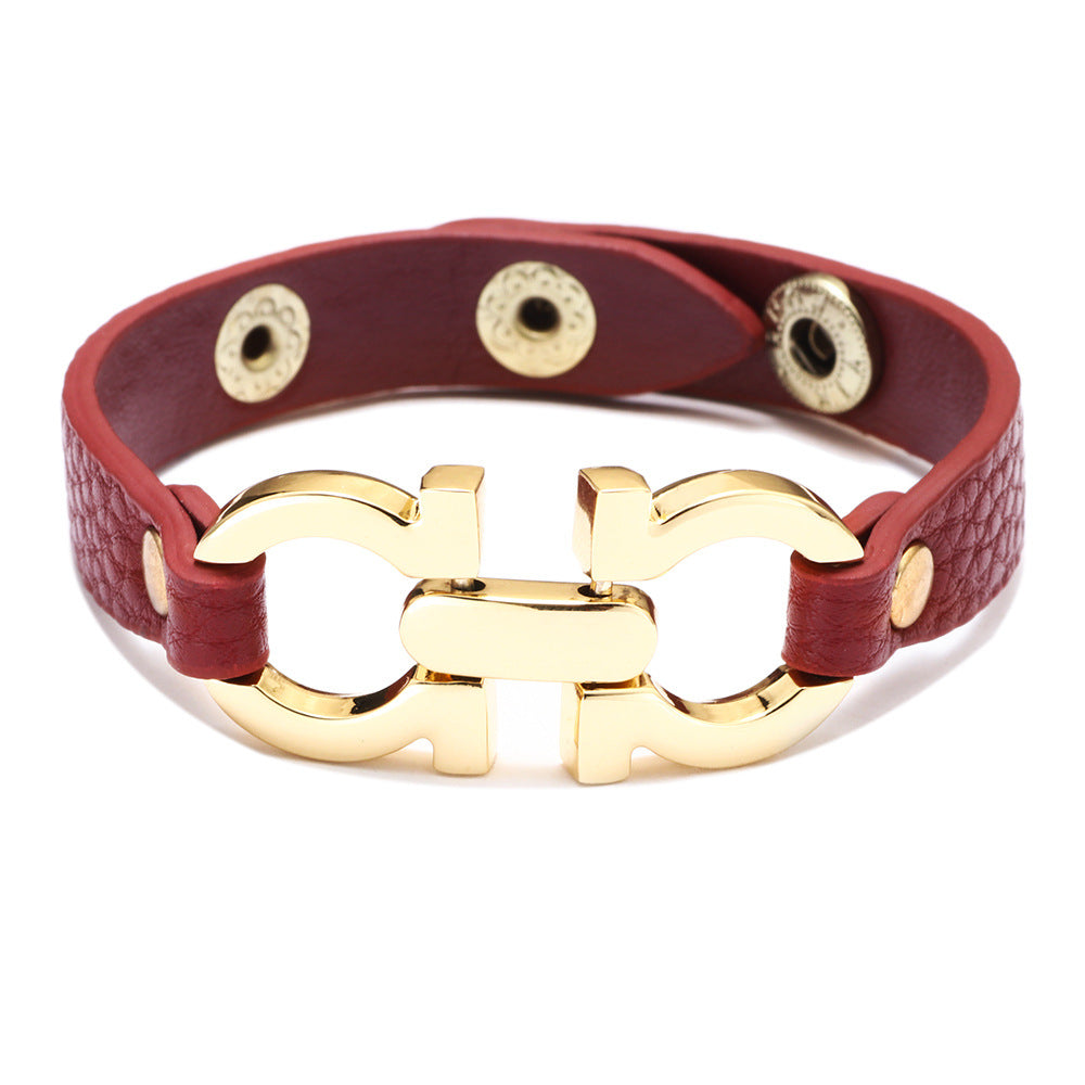 Simple Fashion Goddess Design Leather Alloy Geometric Bracelets