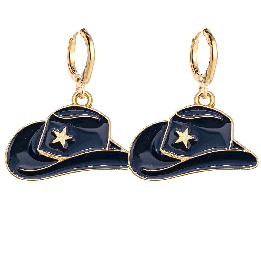 Cowboy Boot Fashion Hat Alloy Drop Earrings