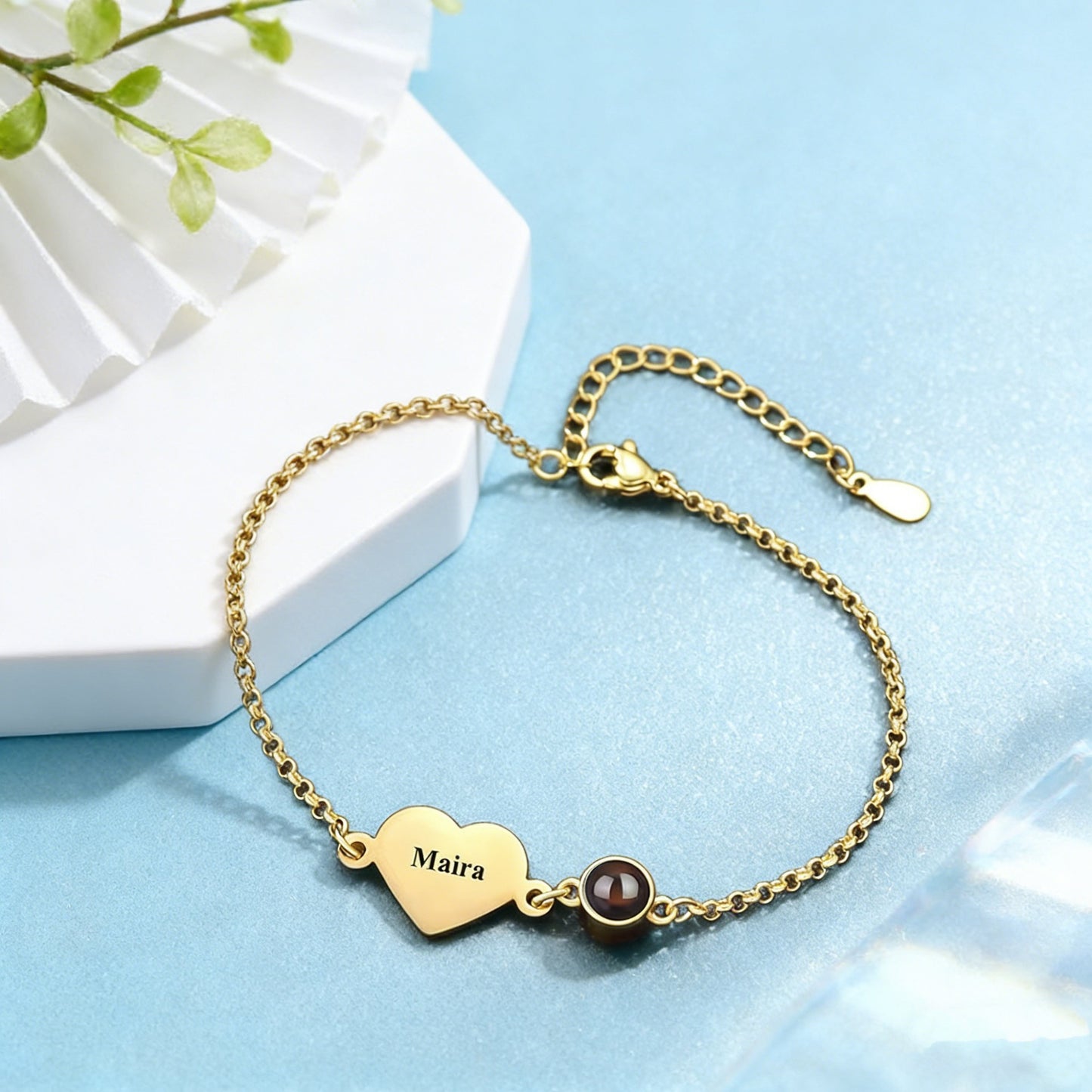 Steel Simple Fashion Love Laser Sculpture Projection Custom Bracelet