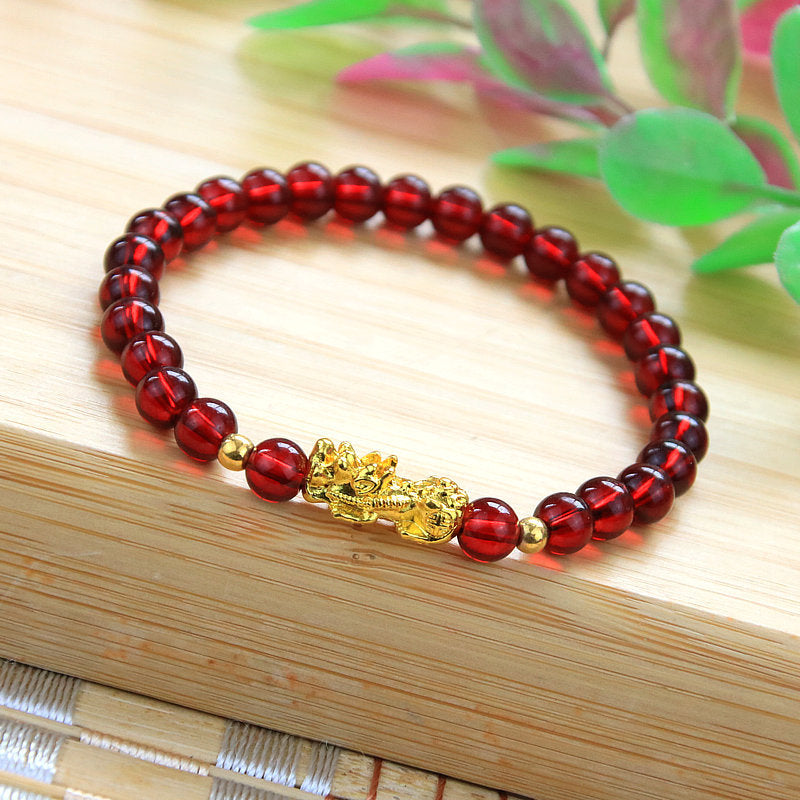 Women's Gold Imitation Golden Pi Garnet Gilt Bracelets