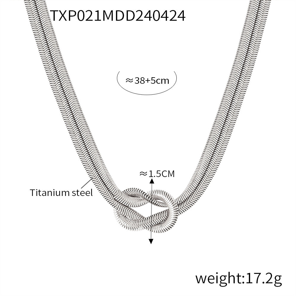 Style Personalized Knot Design Double Layer Snake Bones Chain Titanium Jewelry Set