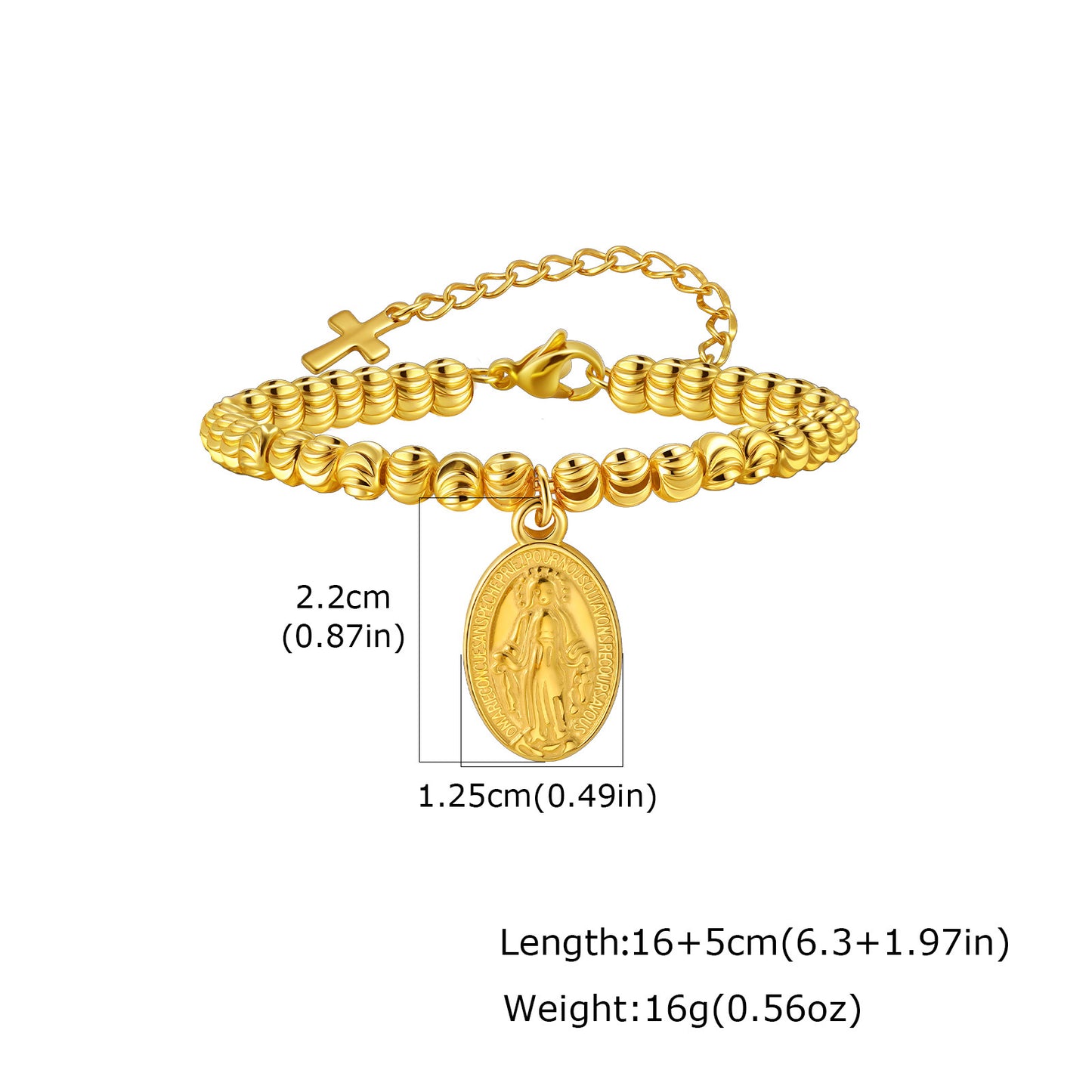 Women's Fashion Stainless Steel Virgin Watermelon Beads Gold Bracelet