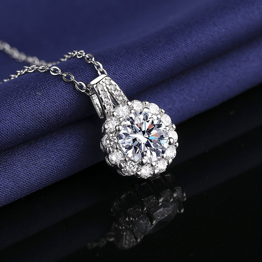 Women's Moissanite Fashion Princess Round Bag Simple Necklaces