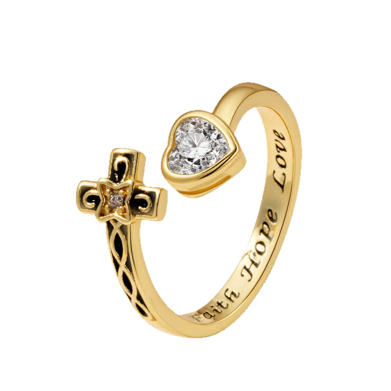 Epoxy Cross Female With Hearts Retro Victoria Rings