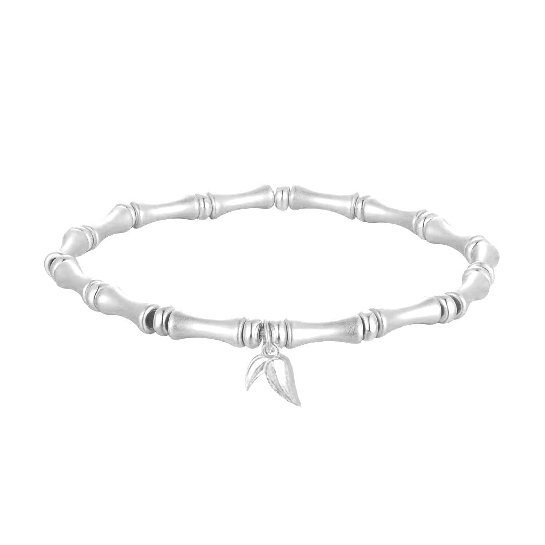 Bracelets féminins de grande hauteur d'ornement de argent sterling de bambou de style