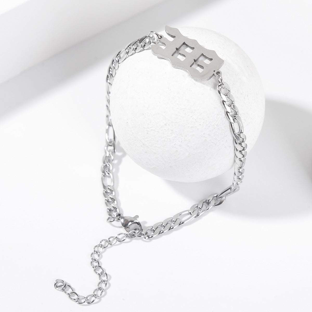 Bracelets de cheville en acier inoxydable avec pendentif numérique en titane et acier pour femmes