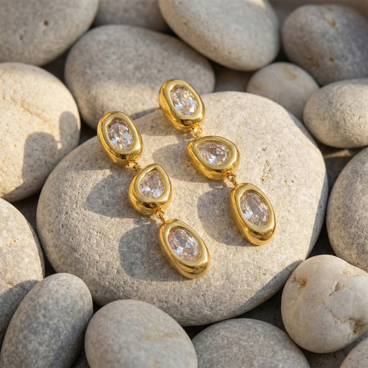 Irregular Water Drop Tassel Inlaid Zircon Stainless Rings