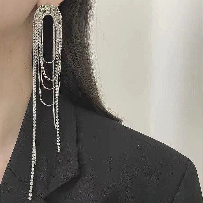 Tassel Long Full Diamond Super Shiny Earrings