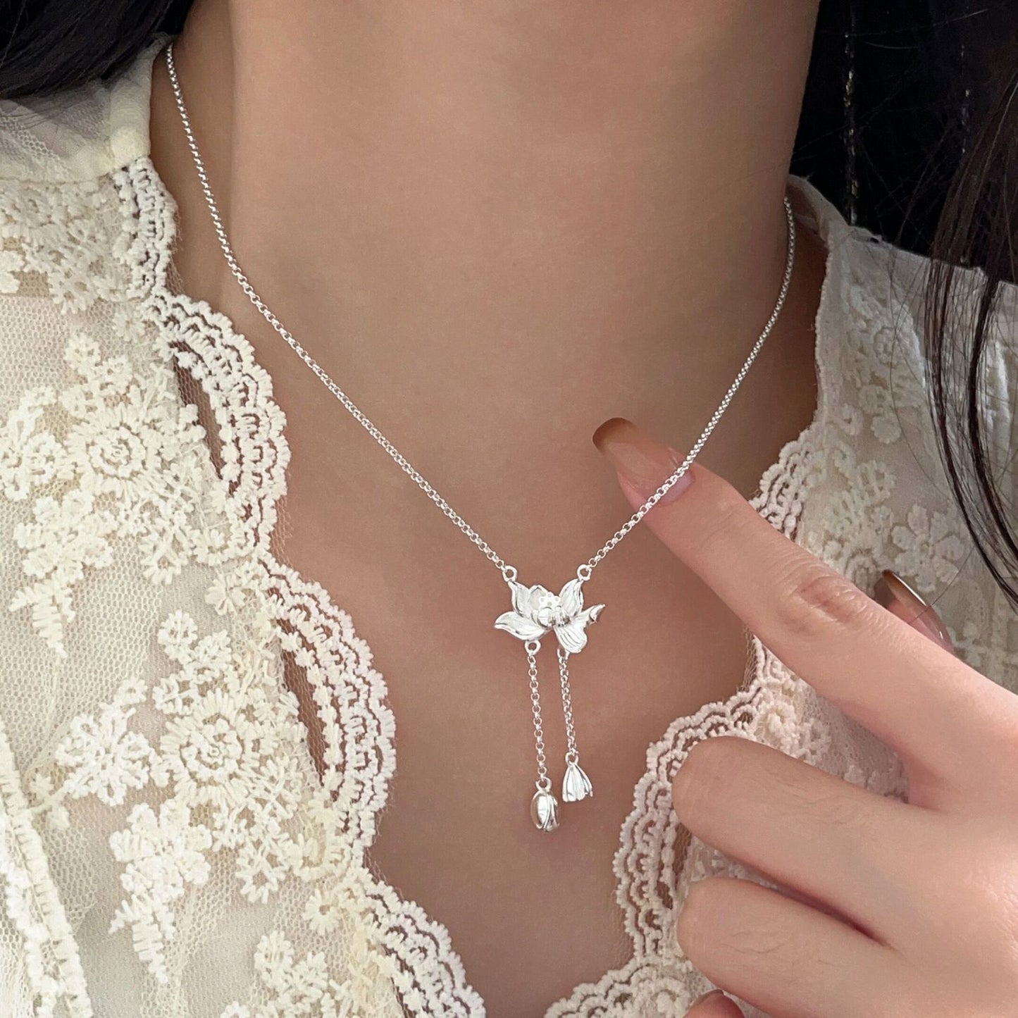 Lovers Lotus Clavicle Chain National Style Fashion Girlfriends Girlfriend Necklaces