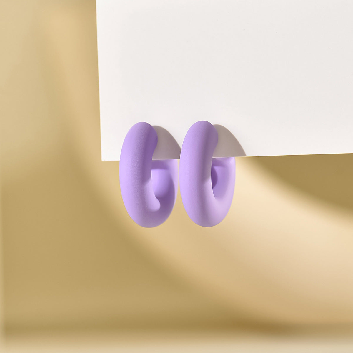Small Ear Trendy Exquisite Acrylic Candy Color Rubber Effect Paint Rings