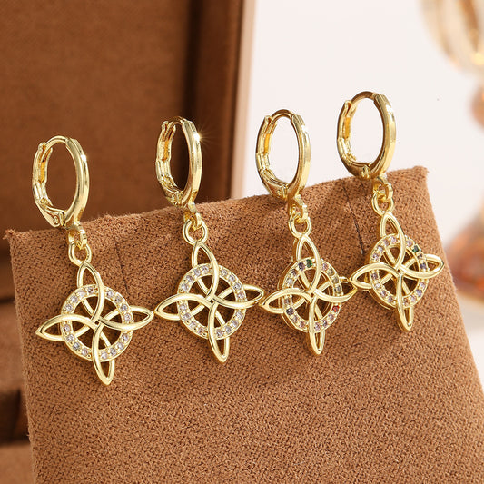 Women's Witch Color Four Mang Star Diamond Special Interest Light Luxury Earrings