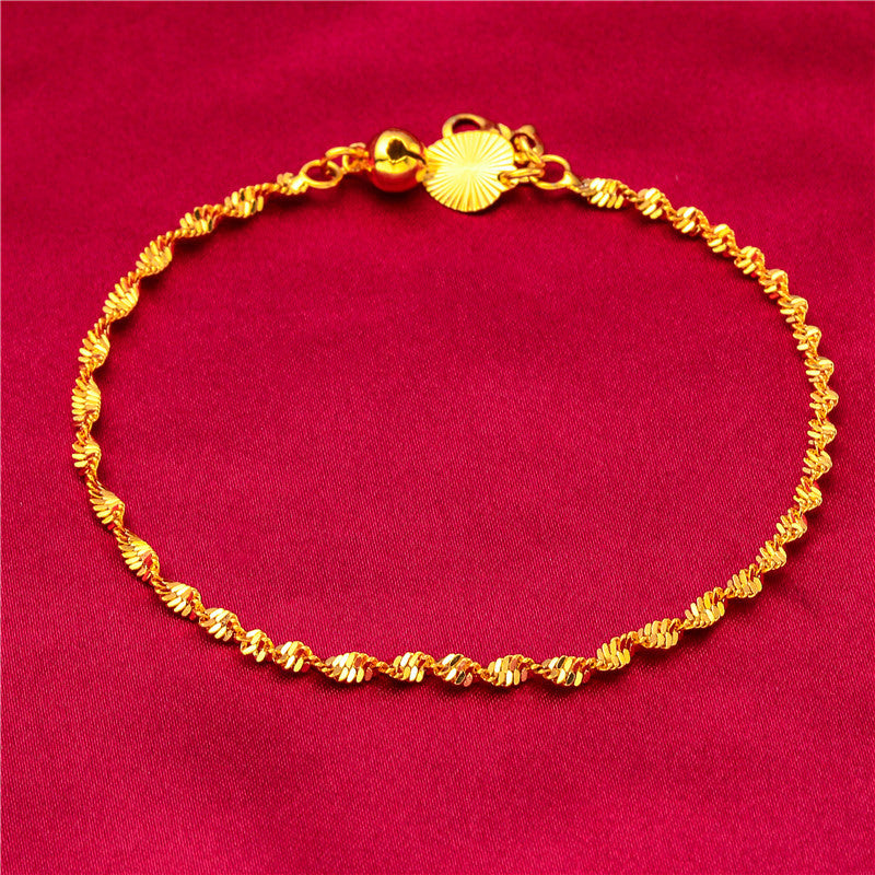 Women's Caterpillar Water Ripple Bead Alluvial Gold Bracelets