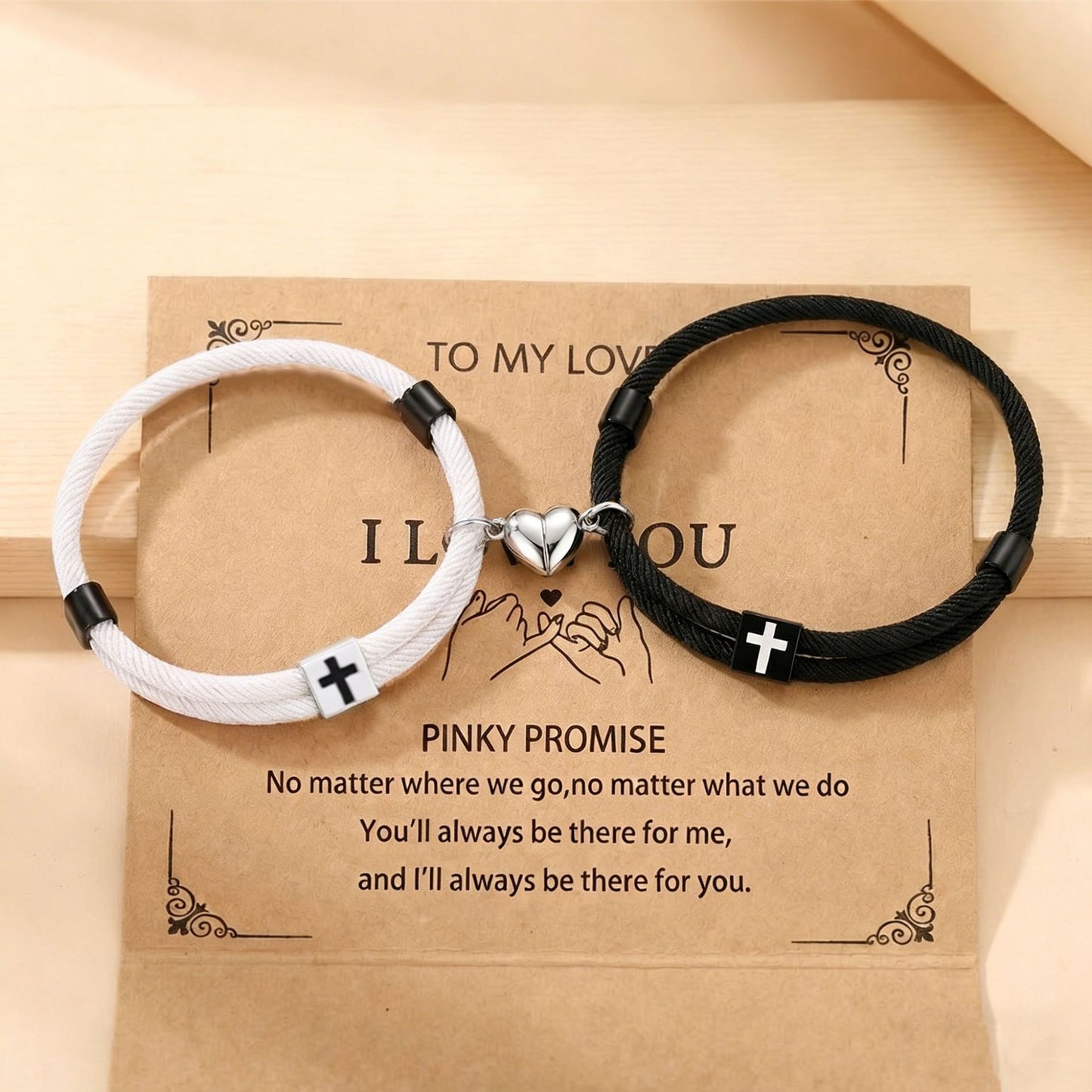 Women's & Men's Love Magnet Alloy Cross Adjustable Couple Bracelets